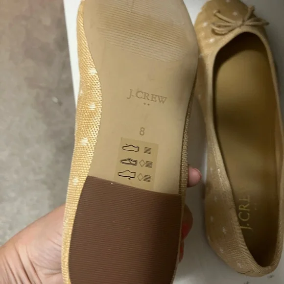 J. Crew Tan and White Ballet Flats with Decorative Bows 8 - Picture 3 of 3